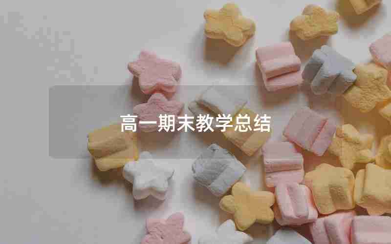 高一期末教学总结