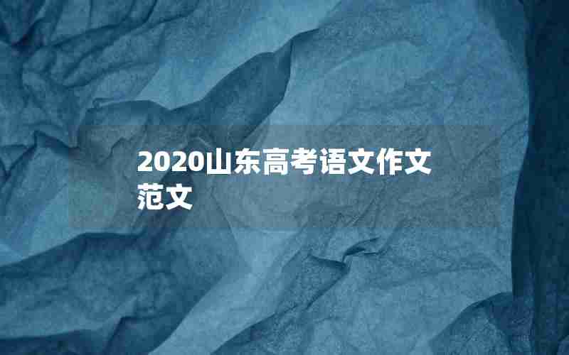 2020山东高考语文作文范文
