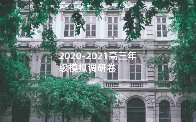 2020-2021高三年级模拟调研卷
