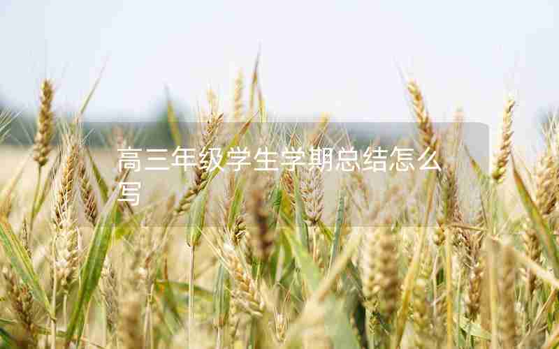 高三年级学生学期总结怎么写