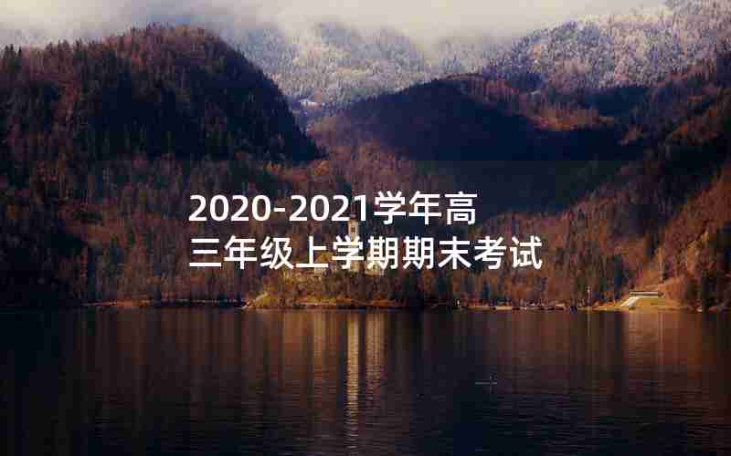 2020-2021学年高三年级上学期期末考试