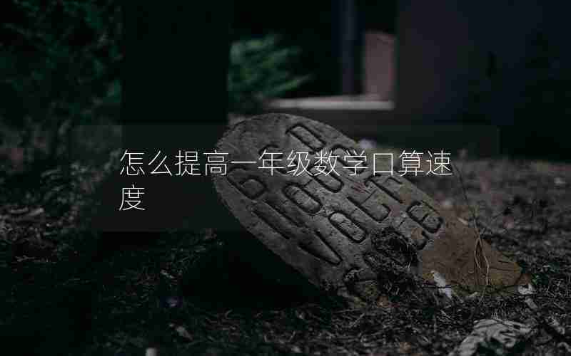 怎么提高一年级数学口算速度