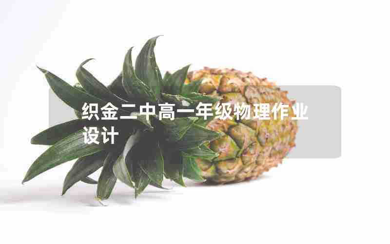 织金二中高一年级物理作业设计