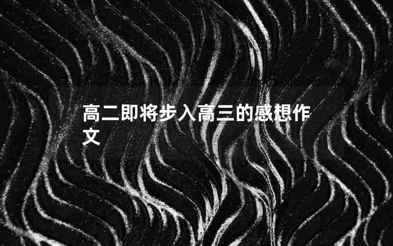 高二即将步入高三的感想作文