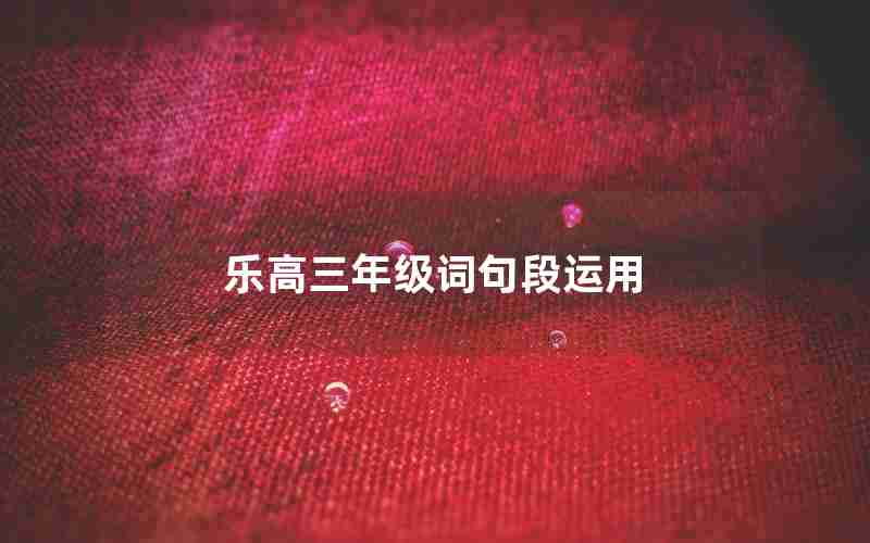 乐高三年级词句段运用