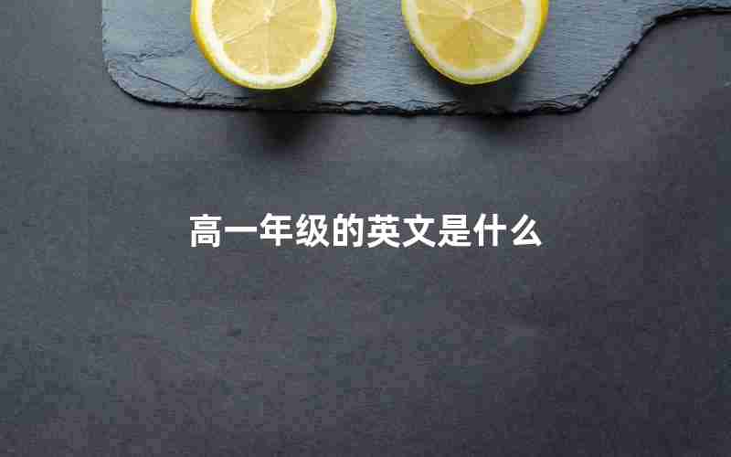 高一年级的英文是什么_高一年级的学生用英语怎么说