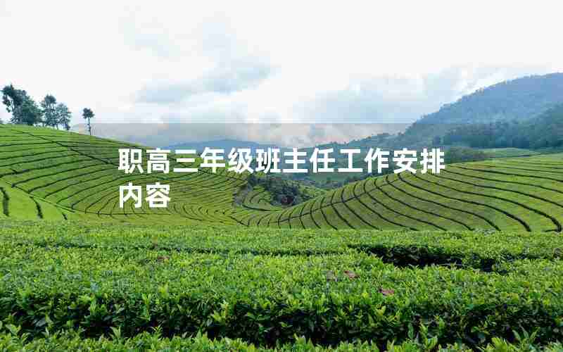 职高三年级班主任工作安排内容