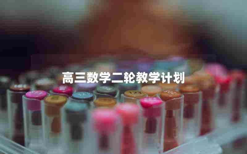 高三数学二轮教学计划