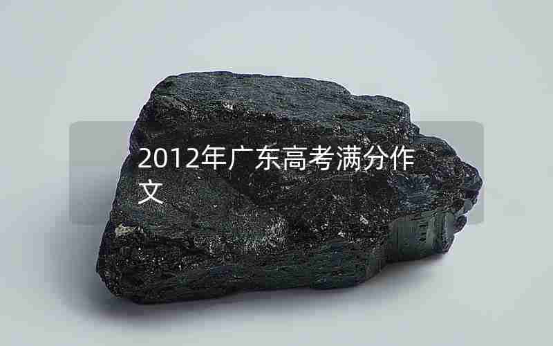2012年广东高考满分作文