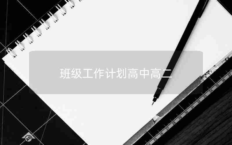 班级工作计划高中高二