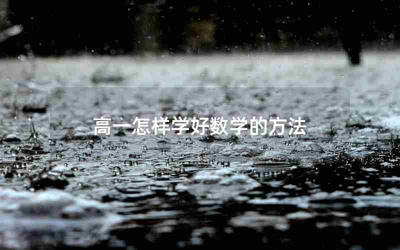 高一怎样学好数学的方法