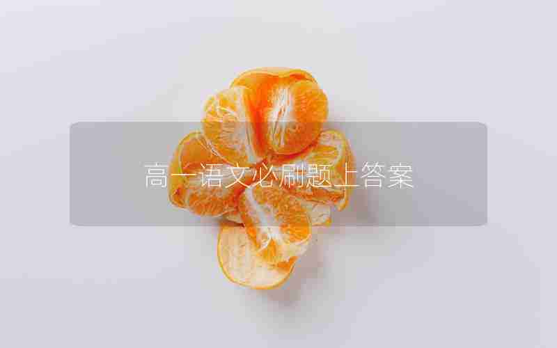 高一语文必刷题上答案