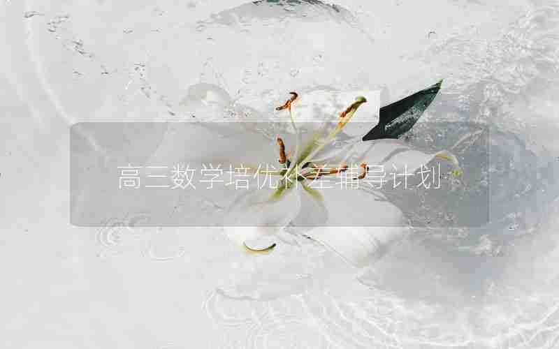 高三数学培优补差辅导计划
