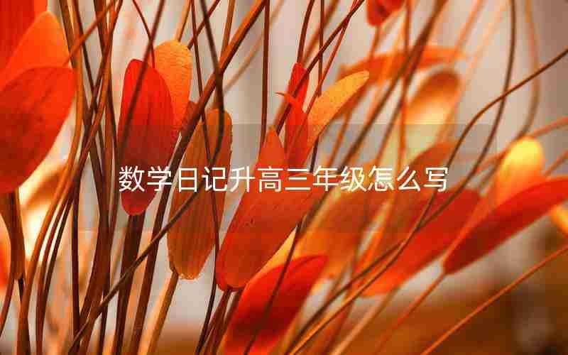 数学日记升高三年级怎么写