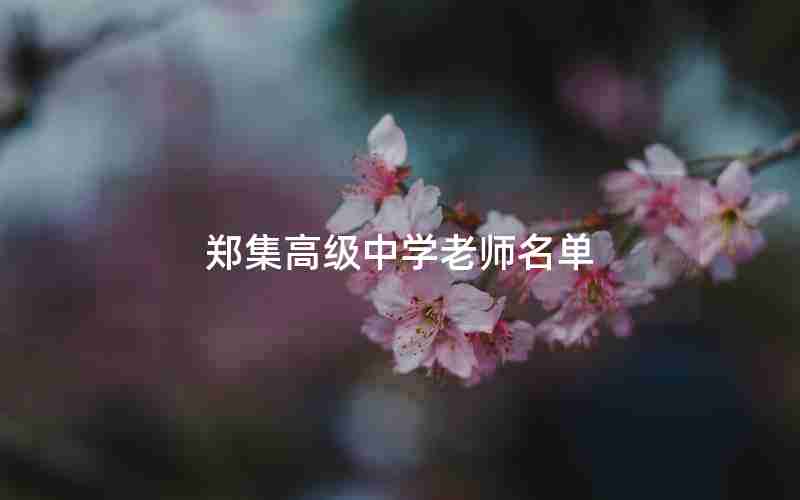 郑集高级中学老师名单