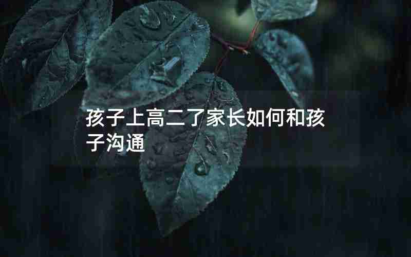 孩子上高二了家长如何和孩子沟通