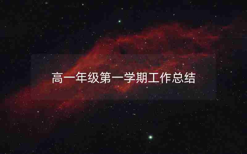 高一年级第一学期工作总结