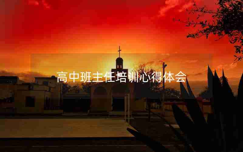 高中班主任培训心得体会