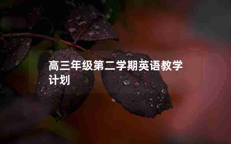 高三年级第二学期英语教学计划