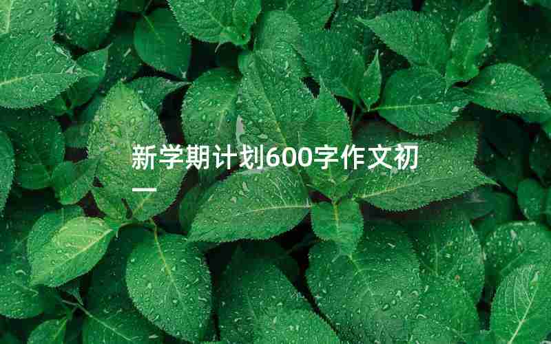 新学期计划600字作文初一