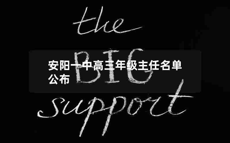 安阳一中高三年级主任名单公布