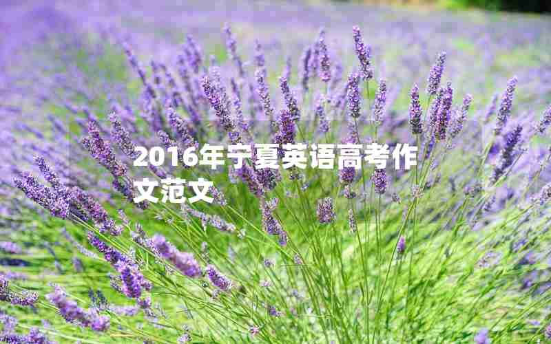 2016年宁夏英语高考作文范文