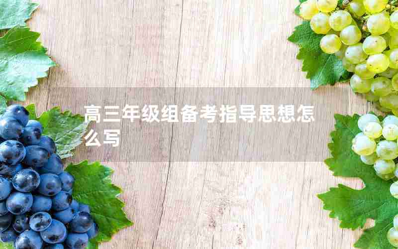 高三年级组备考指导思想怎么写