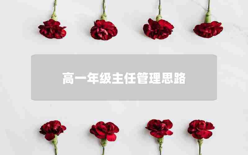 高一年级主任管理思路