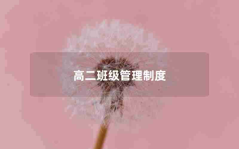 高二班级管理制度
