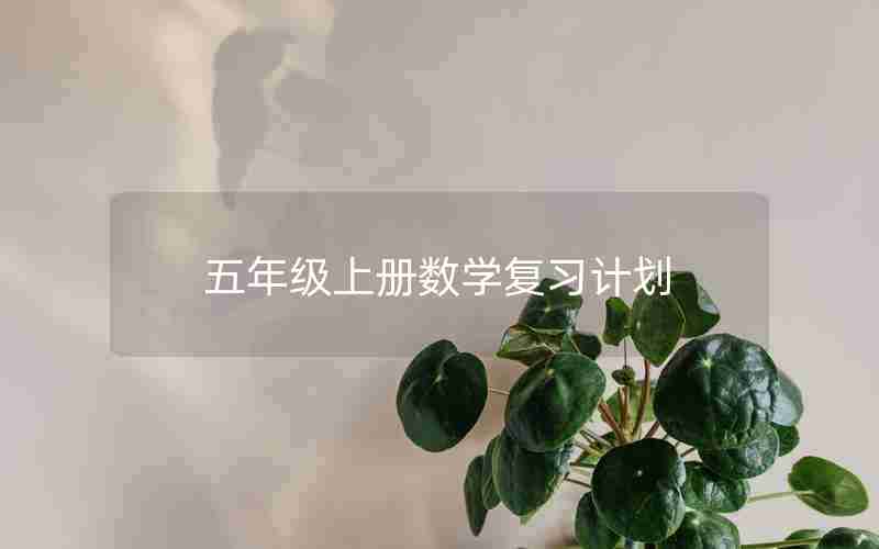 五年级上册数学复习计划