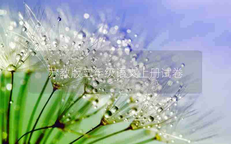 苏教版二年级语文上册试卷